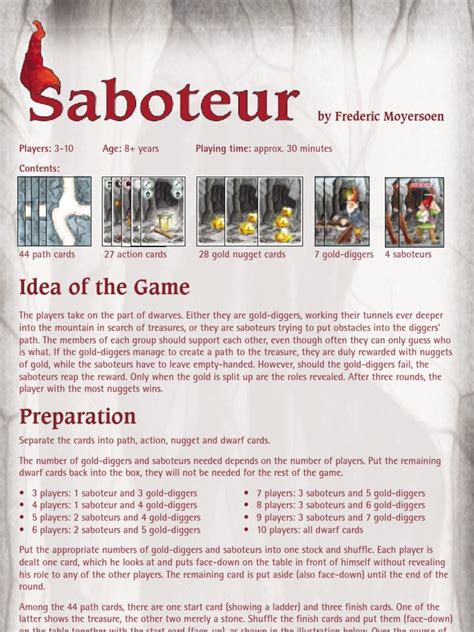 saboteur rules|SABOTEUR .